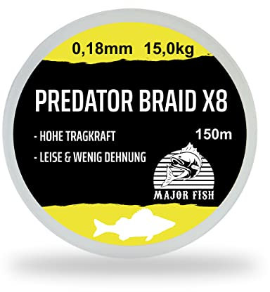 Major Fish Predator Braid 8-Fach geflochtene Angelschnur Lemon Yellow 150 Meter 0.18 mm - 15 kg