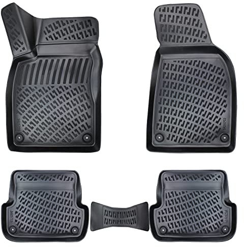 Matnamis 3D Auto Gummimatten Set für Audi A4 (B6, B7) 2000-2009 Passgenaue Fußmatten 4-teilig Allwetter, Antirutschmatten Auto PKW-Fußraummatten Extra Hoher Schwarz