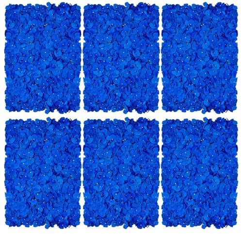 BLOSMON Künstliche Blumen Wand Kunstblumen Deko 6 Stück Königsblau Blumengestecke Blumenwand Hortensien Dekoblumen Unechte Seidenblumen Gesteck Fuer Hochzeit Balkon Garten Wohnzimmer Tisch Wanddeko