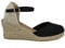 PAYMA - Sandali con Zeppa in Juta da Donna. Prodotto in Spagna in Tela. Chiusura con Fibbia alla Caviglia. Suola Interna Imbottita in Tessuto. Colore: Nero. Taglia: EU 38