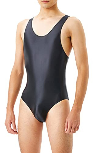 String Body Herren Wetlook Erotik Wäsche Einteiler Unterhemd Stringbody Herrenbody Business Tanktop Männerbody Einteiler Bodysuit Schwarz XL