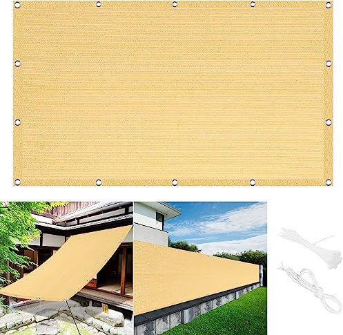 Filet D'ombrage Voile D'ombrage 1.8 x 8 m,Protection Coupe Vent Abat Jour RéSistante, Toile Ombrage Auvent Respirant,Brise Vue pour Balcon, pour Jardin terrasse Camping, Beige