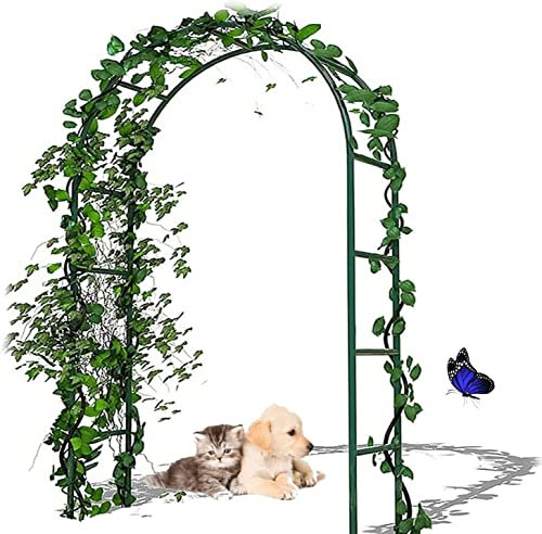 Arche Jardin Aluminium Largeur, Arche À Rosiers Métal, Filet À Plantes Grimpantes, Filet de Treillis, pour Récolte de Concombres, Légume, Vignes, Plantes Grimpantes,Vert,120x220x40CM