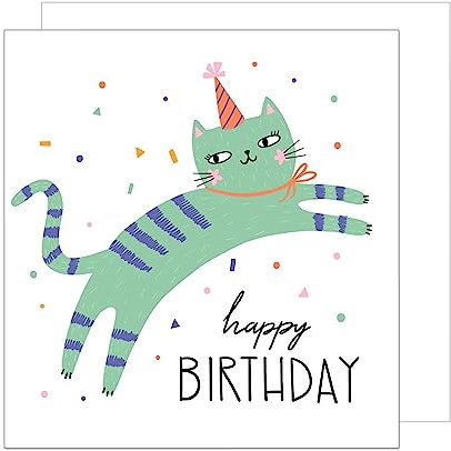 Edition Seidel Premium quadratische Geburtstagskarte mit Umschlag. Glückwunschkarte Happy Birthday Karte Geburtstag Humor Lustig Junge Teenager Kids Katze (GQ113)