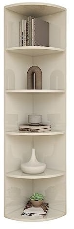 Eckregal Corner 185, Bücherregal weiß 5 Fächer, Eckregal stehend aus Holz 42x42x180 cm Holzregal schmal, Eckwandregal hoch, Wandregal Ecke