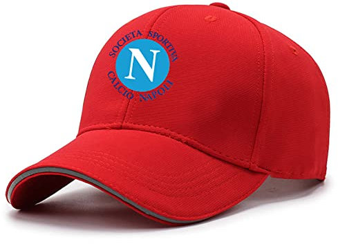 GLLUSA Baseballkappe Für Herren Für SSC Napoli Print Freizeithut Verstellbare Sonnenblende Hut Golfkappen Trucker Hut Unisex Sportkappe – Geschenk Für Teenager-Red||One Size