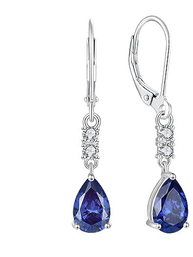 FJ Tropfen Hängend Ohrringe 925 Sterling Silber Tansanit Ohrringe Dezember Geburtsstein Schmuck Geschenke für Damen Frauen Mutter Freundin Mama
