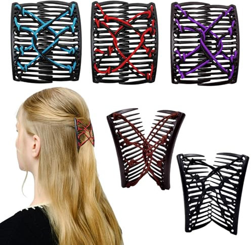 Niceneeded 5 pince à Cheveux Extensible., Pince à Cheveux Élastique avec Peignes, Double Peigne, Accessoires de Bijoux, Épingles à Cheveux pour Décoration de Cheveux Épais et Longs Bouclés