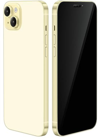 Dummy Fake Prop Phone kompatibel mit iPhone 15/15 Plus, nicht funktionierende Display-Telefone, Kinder, so tun, als ob Sie es tun, als würden Sie Handy spielen, das echt aussieht (für 15 Plus gelber