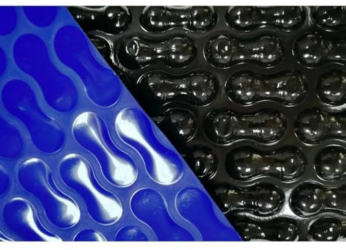 SAXONICA Solarfolie Geo Bubble I Rechteck Pool 600 x 300 cm I 400 µ | blau/schwarz I 6 x 3 m