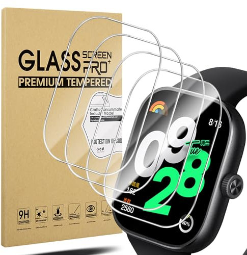 Diruite 4 Piezas Cristal Templado para Xiaomi Redmi Watch 4 Protector Pantalla,HD Anti-Raspado Vidrio Templado Protector Reloj para Xiaomi Redmi Watch 4 Protector