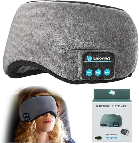 Auriculares para Dormir, Auriculares Inalambricos Bluetooth con Altavoces, Orejeras para Dormir sin Ruido para Dormir de Lado, Ajustables Recargable Auriculares Dormir (Gris)