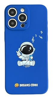 Yonds Queen for iPhone 14 Plus Cute Case, Cool Cartoon Astronaut Space Planet Moon Design Stylish Soft TPU Bumper Shockproof Anti-Slip Protector Case (Blue Music, iPhone 14 Plus)