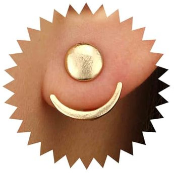 Cybche Boho Luna Crescente Orecchio Giacca Orecchini Oro Sole Luna Disco Orecchini Moneta Disco Perno Orecchini Luna Anteriore Posteriore Orecchini Gioielli Per Le Donne