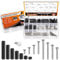 Tanstic 385Pcs Extra Long Outlet Screws & Wall Plate Screws & Electrical Outlet Screws Spacers Kit, Long Electrical Outlet Screws Outlet Cover Screws Black Nylon Round Spacer