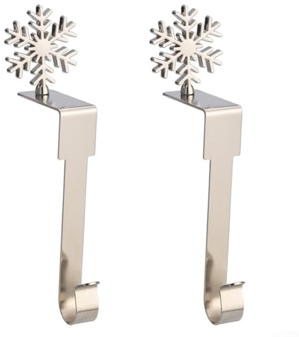EpheyFIF Weihnachtsstrumpfregal, Kaminhaken, Metallhaken für Weihnachtsbaum, elegantes Kaminhaken-Set mit einzigartigen Schleifen-Designs (Schneeflocke)