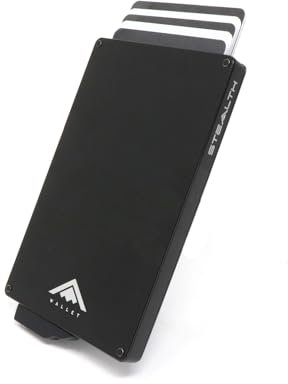 Stealth Wallet RFID-Kartenhalter – Intelligente, minimalistische Pop-Up-Geldbörsen mit Geschenkbox – Schlanke, leichte Metall-Kreditkartenhalter für Männer und kontaktloser Schutz (Schwarz)