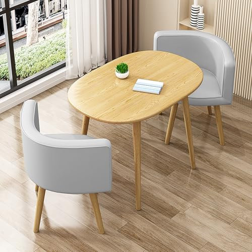 XRRJFYH Küchentisch mit 2 Stühlen Essgruppe mit 2 Stühlen Esszimmertische Esstisch Oval Tisch 80x60 Dining Table 2 Personen(Grau)