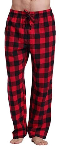 Pantalon de pyjama à carreaux pour homme - Pantalon de pyjama long - Respirant - Pantalon de pyjama décontracté - Pantalon de pyjama pour homme, rouge, 4XL