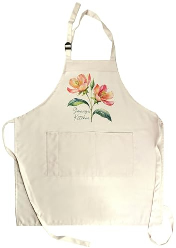 Purely Home Grannys Kitchen Apron - Pretty Floral Gifts for Granny - Adjustable Neck/Waist Ties Cooking & Baking Apron with Large Front Pocket
