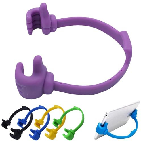 Thumbs-up Handy-Ständer, verstellbarer Silikon-Tablet-Ständer, tragbarer Desktop-Ständer für Küche, Reisen, lustige Geschenke für Frauen und Männer, Weihnachtsstrumpffüller, cooles Gadget (lila)