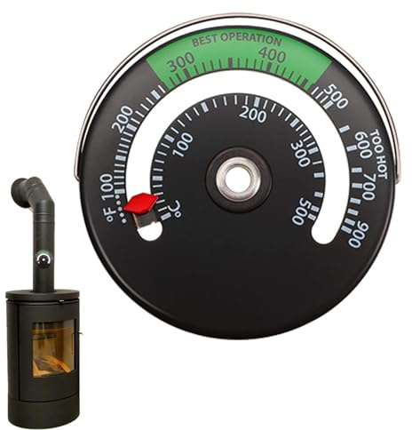 Generic Kamin-Magnet-Thermometer, Ofenrohr-Thermometer misst Temperaturen an der Oberseite, Ofenthermometer für Kaminöfen und Pelletöfen