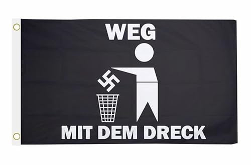 U24 Flagge Fahne Weg mit dem Dreck, gegen Nazis Hissflagge 90 x 150 cm
