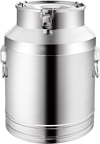 CWCQGH Bidons de Transport de Lait - 15 L/20 L/28 L/35 L/42 L/48 L en Acier Inoxydable - Seau pour Pot de Lait - Tonneau de Stockage de Liquide avec Couvercle scellé - Heavy Dut,Siliver 28L
