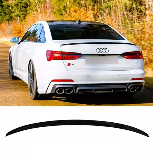 For Auto Perfectionists UK Rear Boot Spoiler Lip Wing Compatible With Audi A6 S6 C8 Saloon 2018-2024 ABS Gloss Black