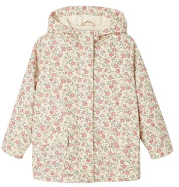Vertbaudet Mädchen Regenjacke mit Taschen gelb/rosa geblümt 140