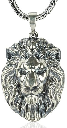 NAHLE Löwe Halskette aus 925 Sterling | Löwen Silber Schmuck | Silber Anhänger mit Silber Kette Damen Herren Schmuck Halskette | inkl. Schmucbox ideal zum verschenken (55cm) (55cm)