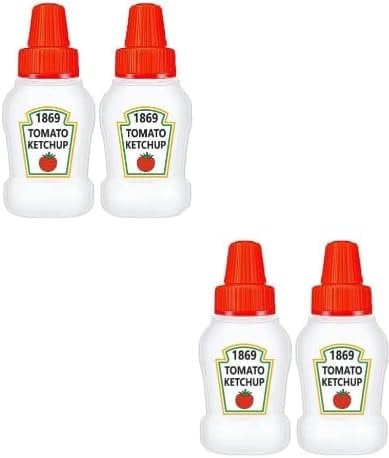 Ymhapp 4 Pcs Mini Ketchup Bottle for Bento Box Accessories, Condiment Squeeze Bottles Empty Plastic Salad Dressing Container Tomato Ketchup Condiments Squirt Squeezable Jar for Sauces Syrup (25ml)