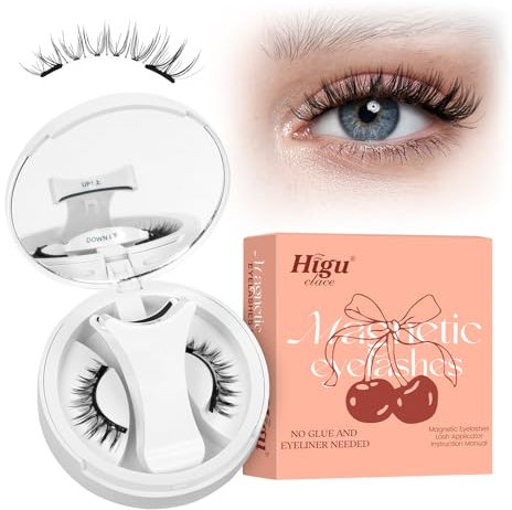 Higu clace Magnetische Wimpern,Magnet Wimpern Ohne Eyeliner,Magnetische Wimpern mit Applikator,Wimpern Magnetisch Natürlicher Look,Kein Kleber erforderlich Wimpern Magnetic,Wiederverwendbare （Stil N)
