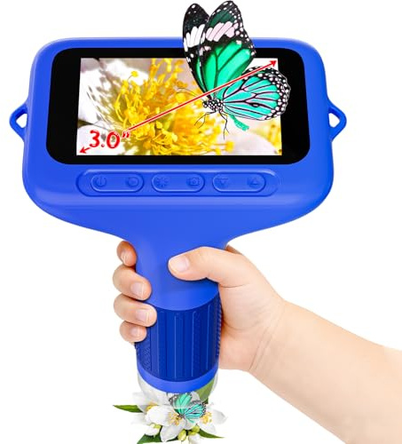 Microscopio Digital para niños, SKYBASIC Zoom de 1000x, minicámara con Pantalla de 3 Pulgadas,Un Juguete de Regalo de cumpleaños Ideal para niños y niñas de 6 a 12 años (Azul)