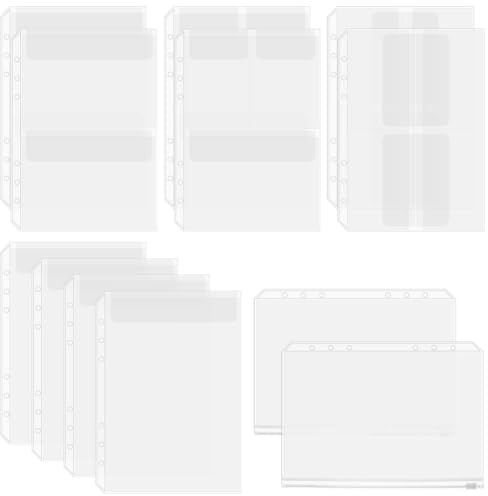 SOFPLATE 12 Blatt A5 Binder Pocket Transparente Postkartenhüllen Mit Taschen PVC Wasserdicht Aufbewahrungstaschen Für Lose Blätter Schutz Für Alben Stemp Dateien Dokumente Notizbücher Karten