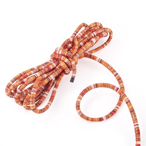 Beadthoven 5 Yards Ethnic Round Rope Cord 6 mm Dia Bohemia Elastic Fibre Cord Braided Cotton Rope for DIY Phone Purse Lanyard Bracelet Necklaces Jewelry Making, Dark Orange