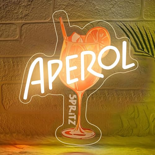 Aperol Spritz Neonschilder für die Wanddekoration, orangefarbenes Cocktail-LED-Leuchtschild für die Hausbar, Küche, Männerhöhle, Schlafzimmer, Kneipe, Party, Lounge-Dekor （Warmweiß）