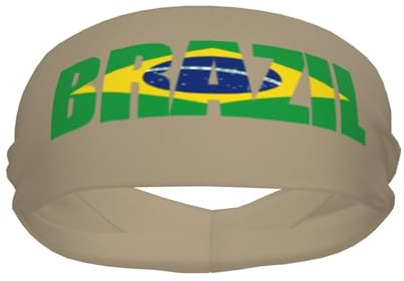 Brasilien-Flagge, brasilianischer Text, Wortkunst, Sport-Stirnbänder für Männer und Frauen, feuchtigkeitsableitendes Schweißband aus Baumwollfrottee, für Yoga und Radfahren