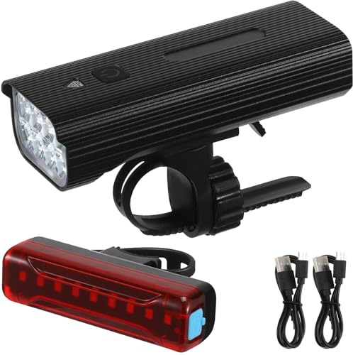 BUGUUYO Luz Bicicleta Delantera y Trasera Recargable Portátil para Montaña y Urbano con Batería Externa y Alta Iluminación para Ciclismo Nocturno