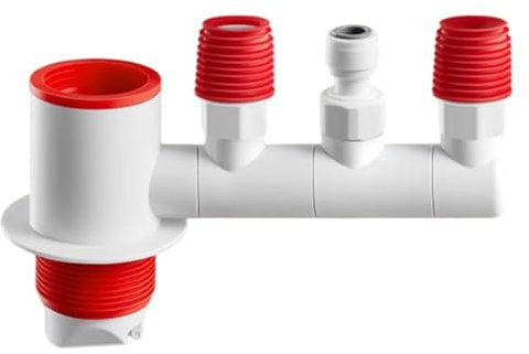 MoSundi 360° drehbarer Dual-Seal Ablaufverbinder für Spülbecken, Waschmaschine, Trockner, Kehrmaschine, ABS+Silikon, Rot + Weiß
