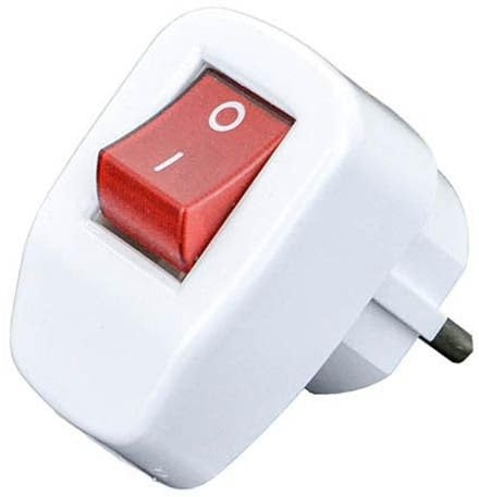 Spina Schuko con Interruttore 16A 250V - Potenza 3500W - Maschio Tipo Tedesco Bianco IP20 Sicurezza - Bianco