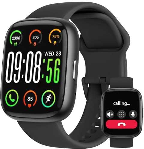 Montre Connectée Homme, 1,83 Smartwatch Intégré Alexa avec Appel Bluetooth, IP68 Étanche, 100+ Sports, Fréquence Cardiaque, SpO2, Pression, Podomètre, Sommeil, Fitness Tracker pour Android iOS Noir