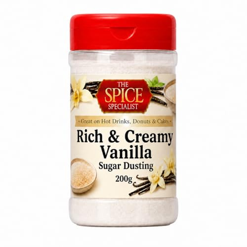 Rich & Creamy Vanilla Hot Drinks Sugar Dusting (200 g) Topper Sprinkles Flavouring - Also for popcorn, cupcake duster, icing, baking