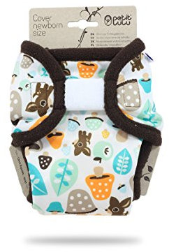 Petit Lulu Neugeborenen Überhose (2-6 kg) für Stoffwindeln Klett (Tiere und Pilze)