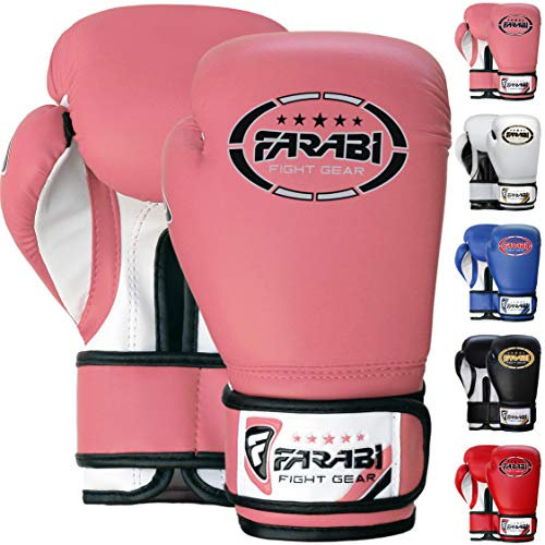 Farabi Sports 4 oz 6 oz 8 oz Boxhandschuhe Kinder Box Handschuhe MMA Muay Thai Kickboxen Sparring Boxsack Training Kinder Boxhandschuhe (Pink, 8-oz)