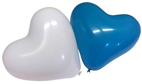 Ballonheld 50 große Herzballons türkis weiß 30cm Luft und Ballongas geeignet
