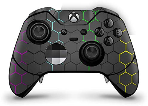 Skins4u Aufkleber Design Schutzfolie Skin kompatibel mit Xbox One Elite Controller Exo Black Rainbow