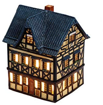 Glocken-Weinhaus in Ahrweiler aus Porzellan – Windlicht Lichthaus Miniatur-Modell B15 x H20 x T13 cm - detailgetreues Dekohaus Weihnachtsdorf Miniaturwelt Winterdeko Sammlerobjekt Weihnachtsdekoration
