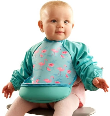 Bibetta Neopren Lätzchen mit Raglan Ärmeln Flamingos