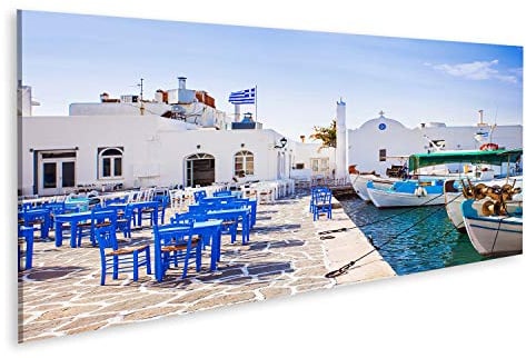 Bild Bilder auf Leinwand Griechisches Fischerdorf in Paros Naousa Griechenland Wandbild Poster Leinwandbild TGW